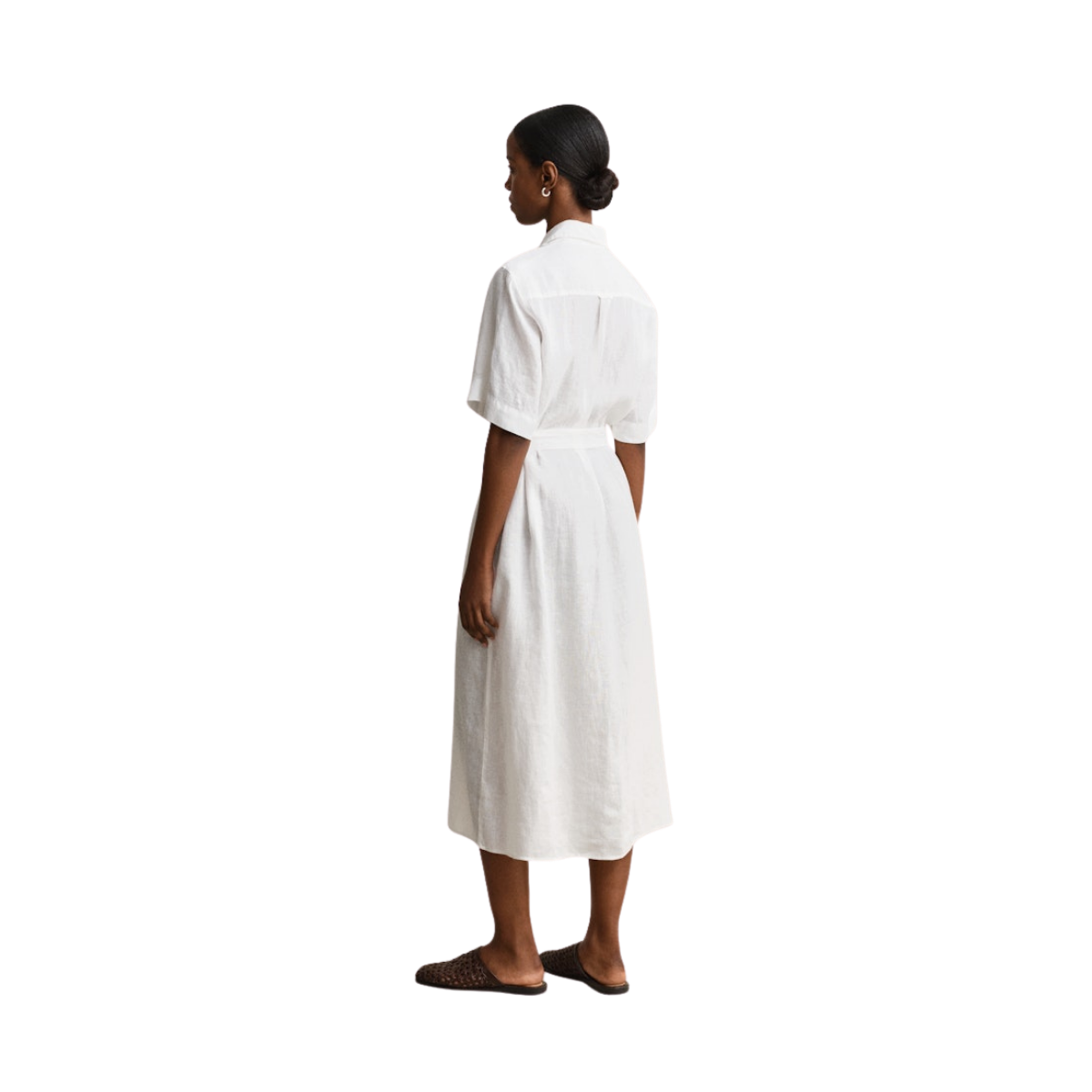 Linen SS Shirt Dress - White
