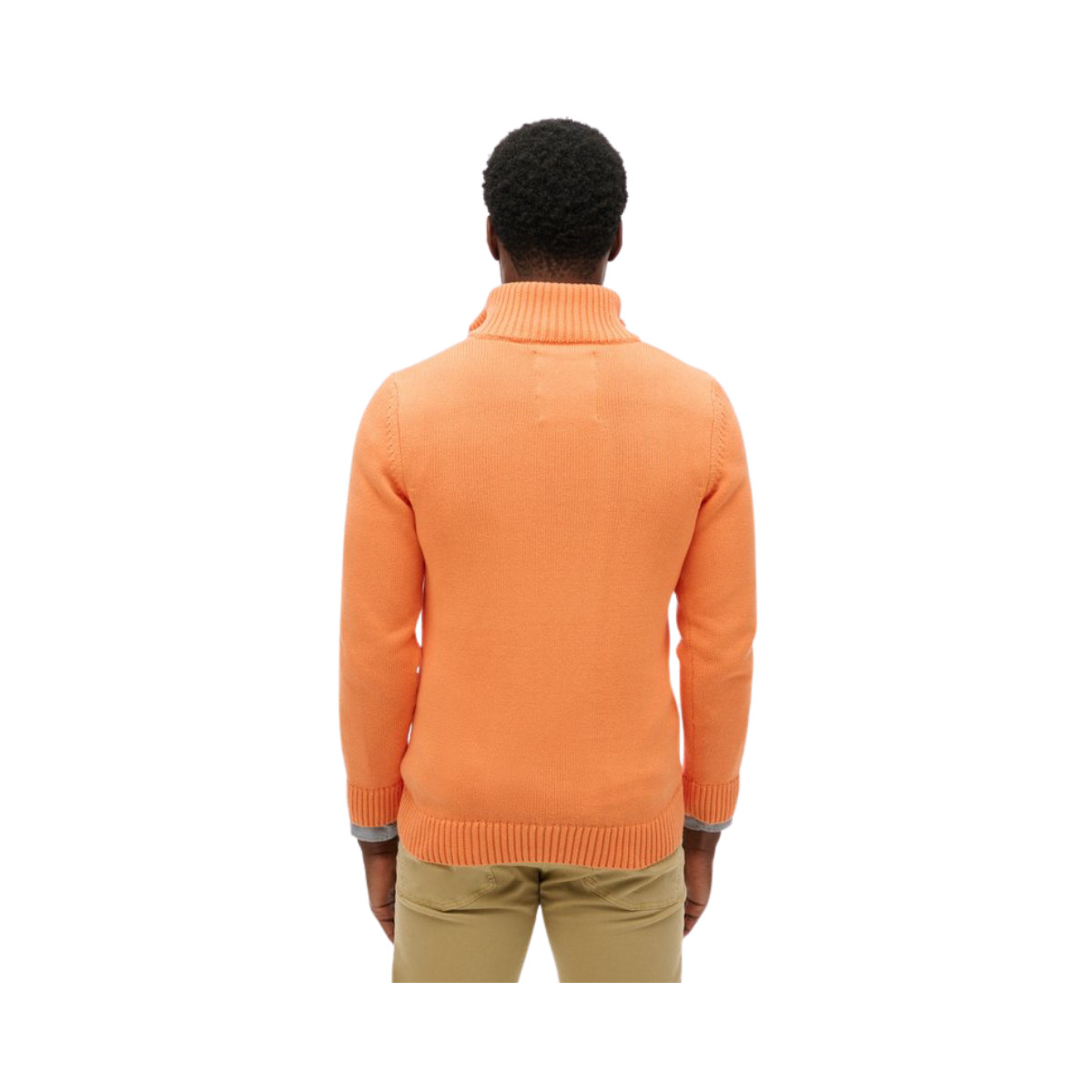 Cotton Half Zip Knit - Washed Tangerine