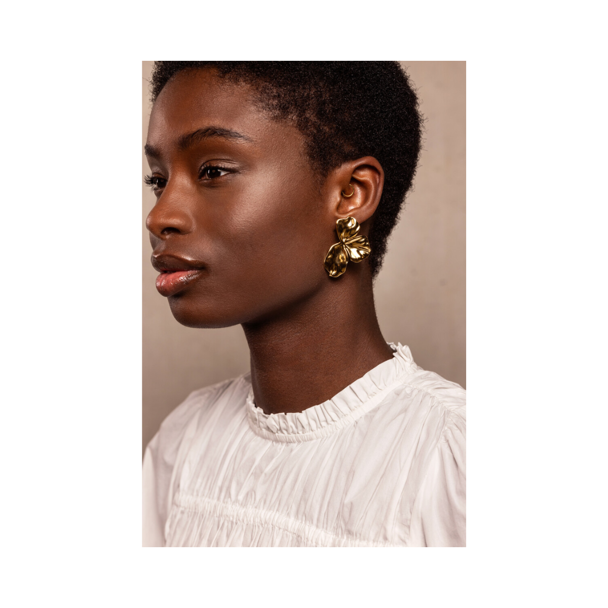 Earrings half flower - Gold