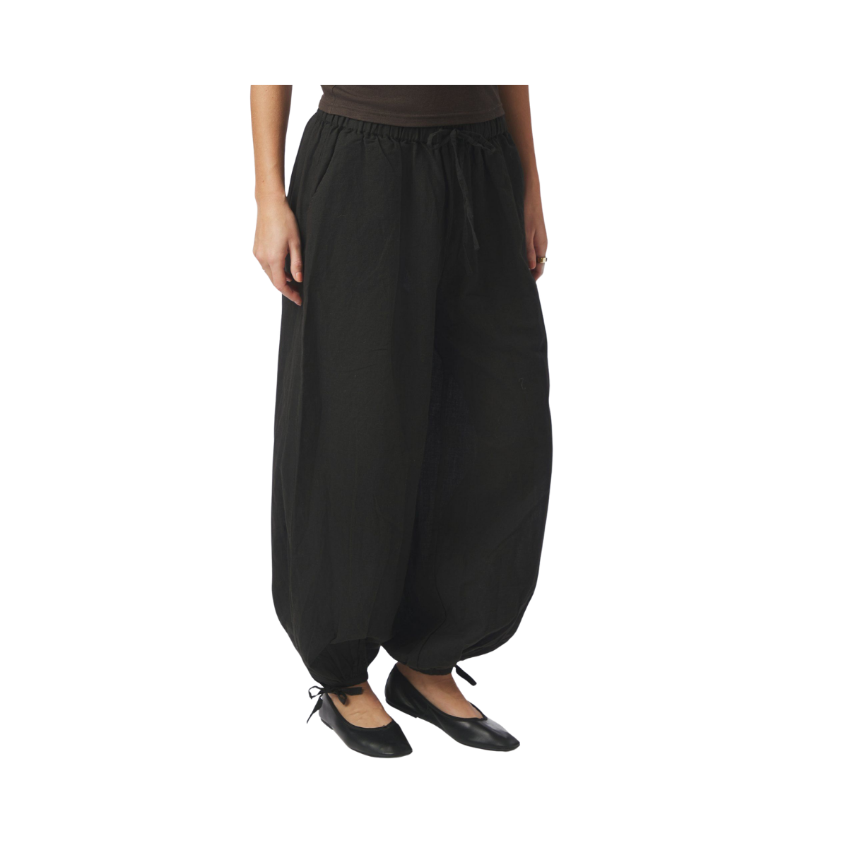 Roxane Balloon Linen Pants - Black