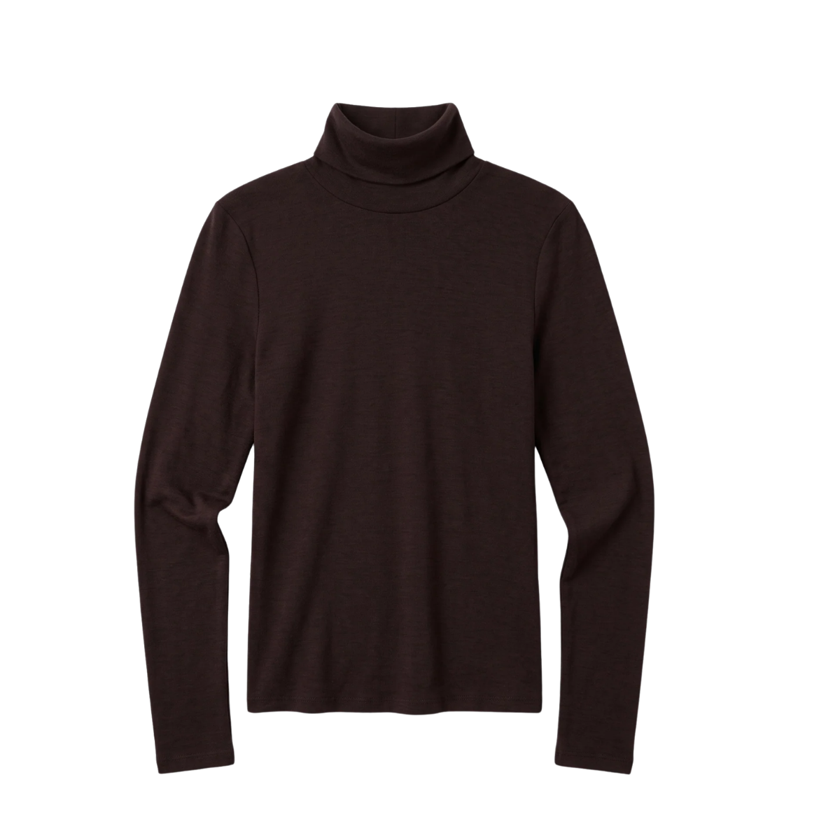 Merino Rib Long Sleeve Roll-Neck - Chocolate Torte