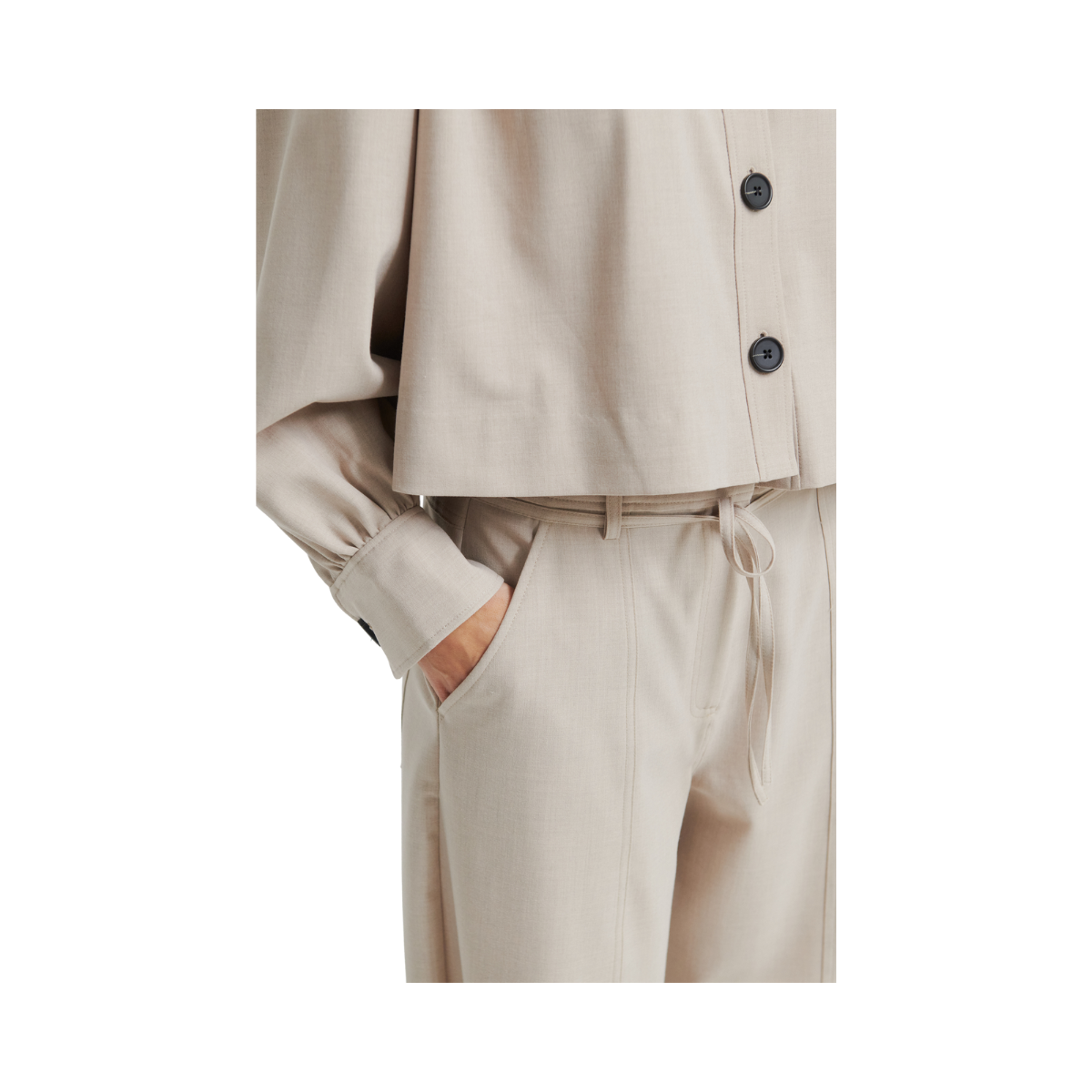 Zoie Cargo Trousers - Light Beige Melange