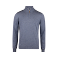 Sweater Knitted Half Zip Merino - Blue