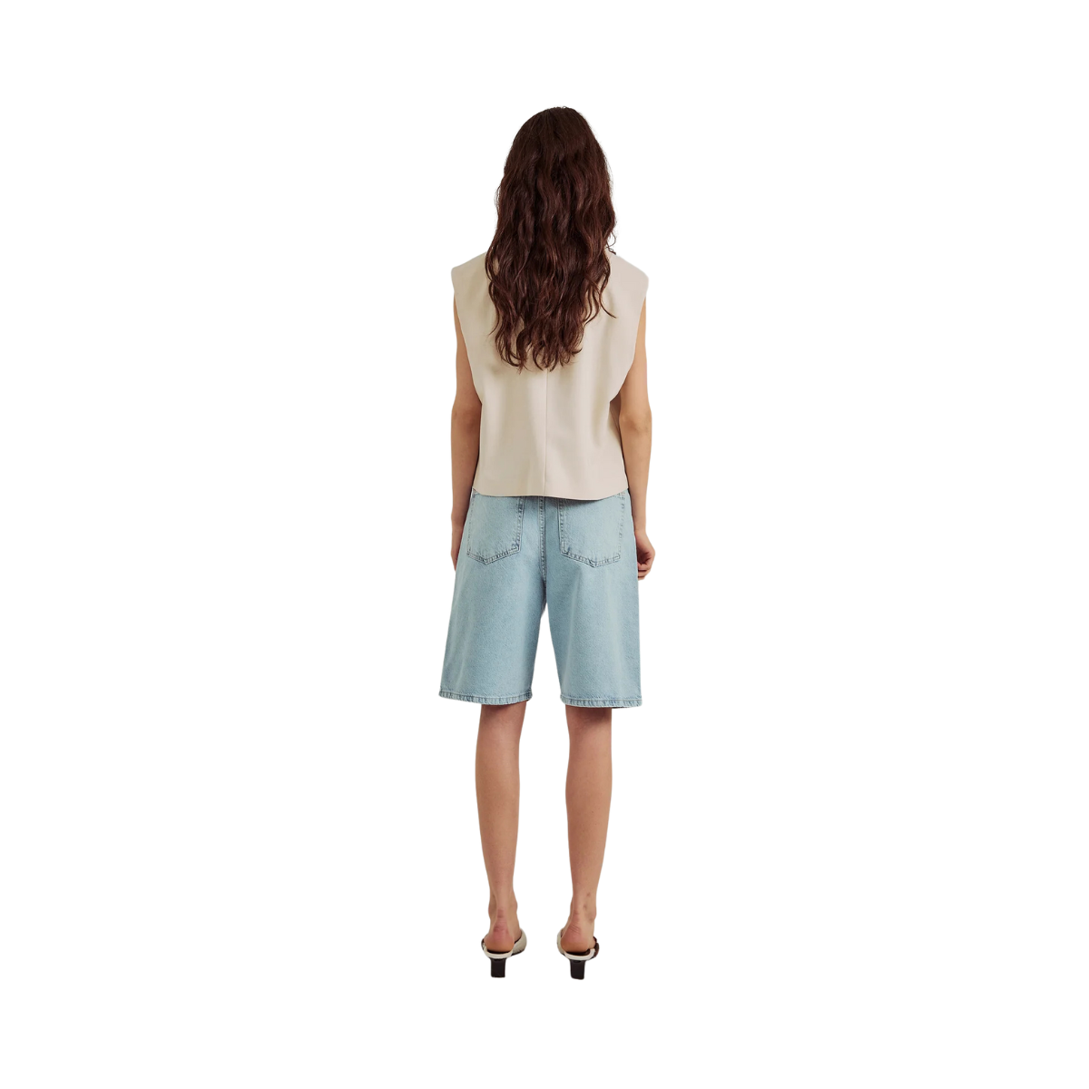 Kenzie pleat long shorts - Light blue wash