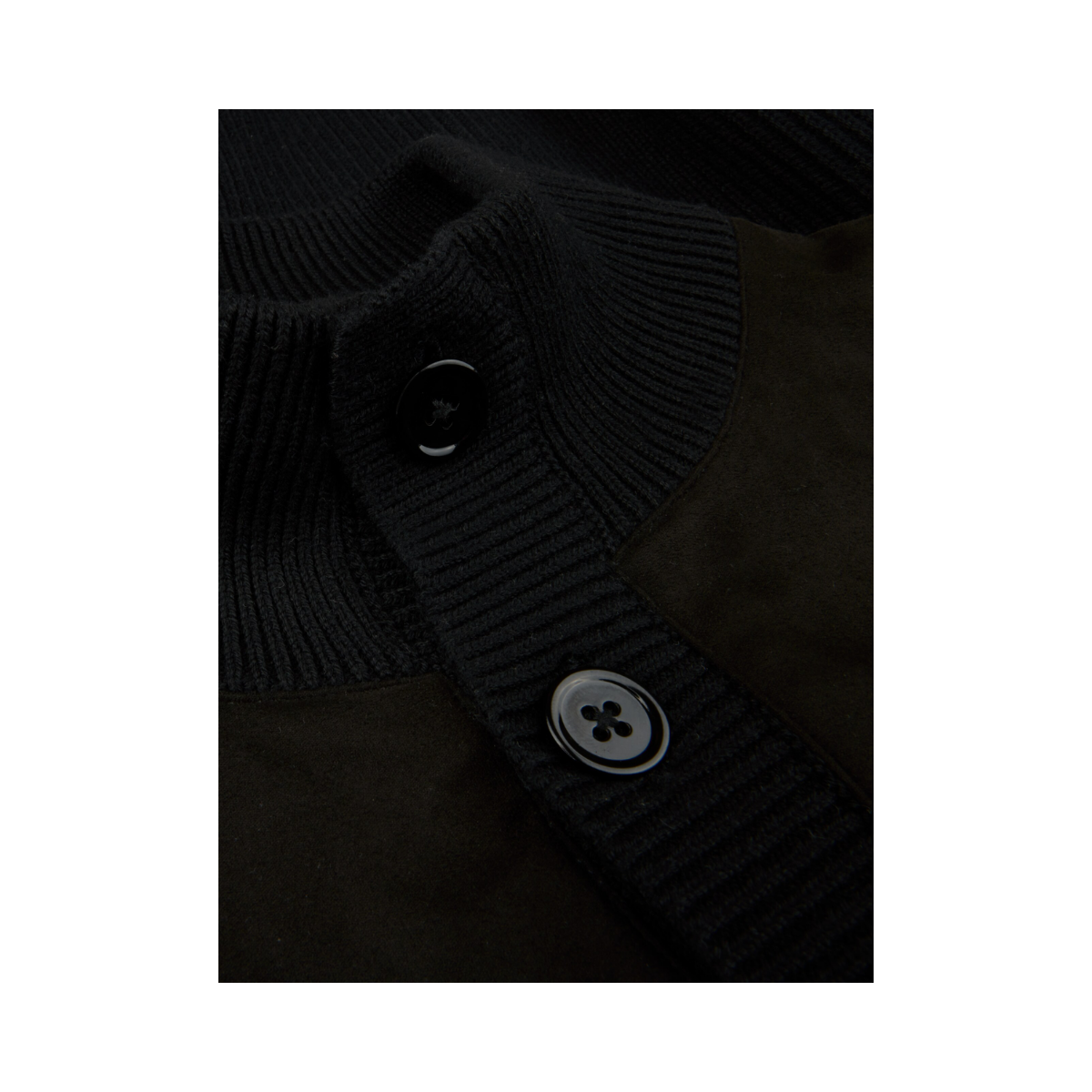 Cardigan Knitted Hybrid Buttoned - Black