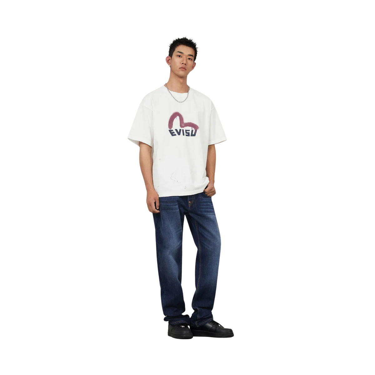 Ecru Seagull Printed Pocket Jeans - RAW INDIGO