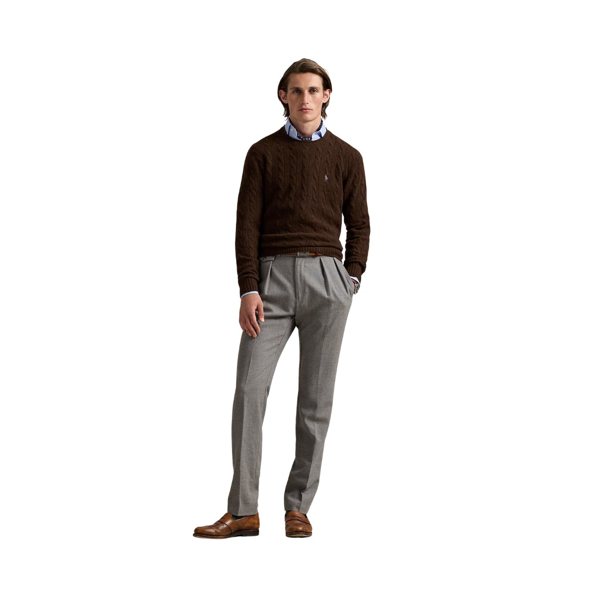 Cable-Knit Wool-Cashmere Sweater - Cacao Brown