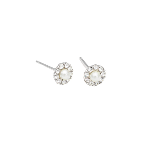 Petite Miss Sofia pearl earrings - Crystal Silver