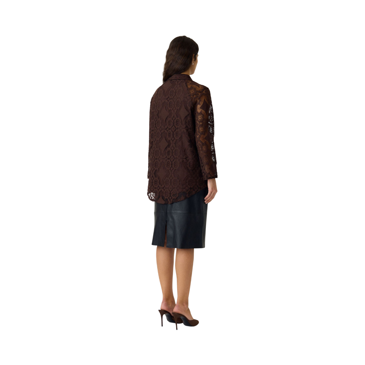 YASAlmi 7/8 Lace Shirt - Coffee Bean