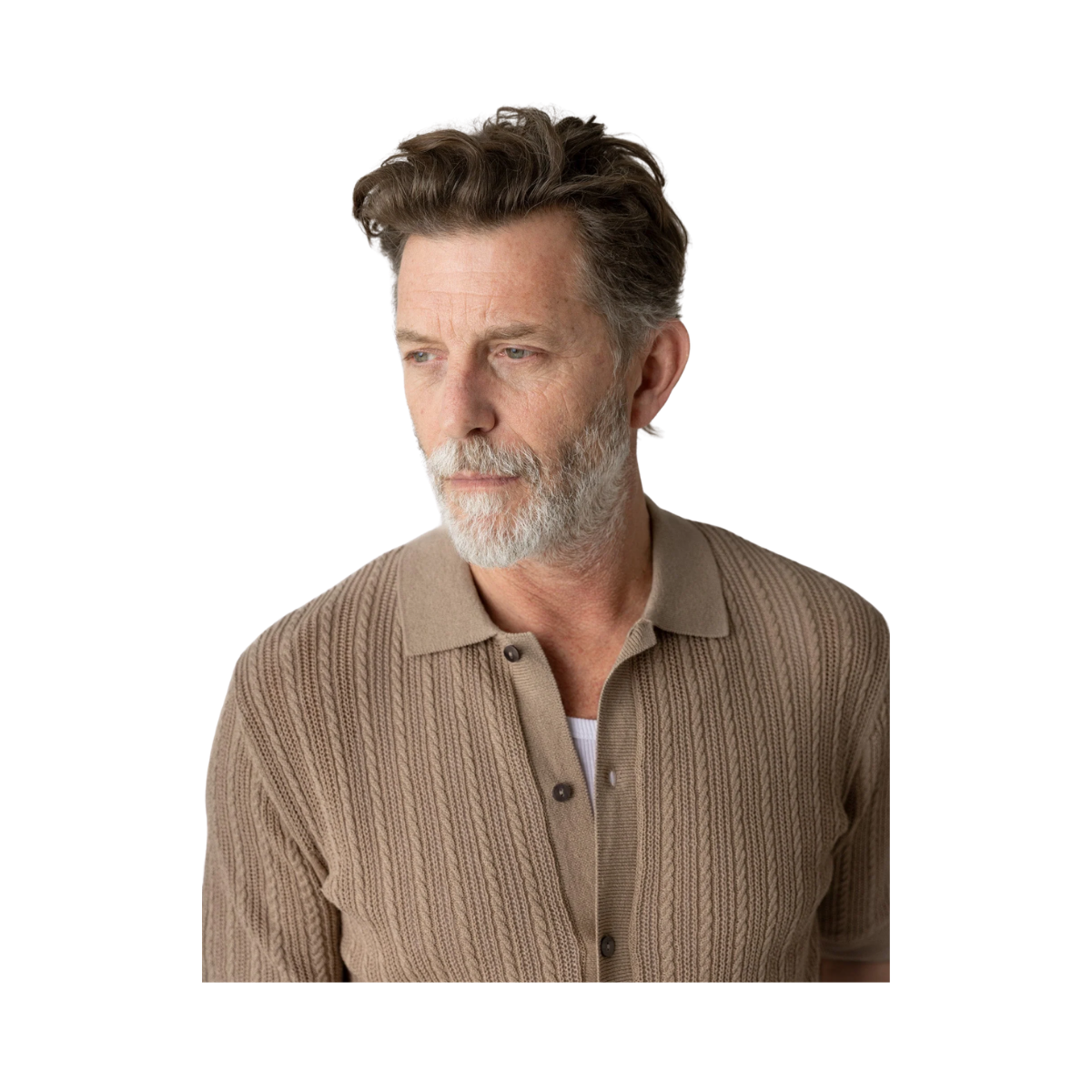 MMGDario Button SS Polo Knit - Dune