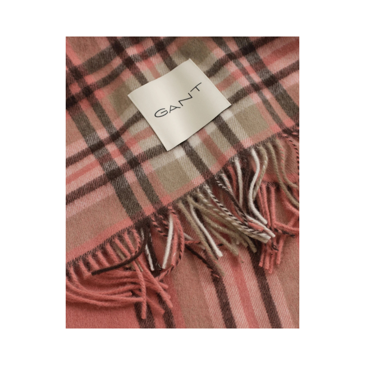 Tartan Check Wool Scarf - 654 Faded Brick