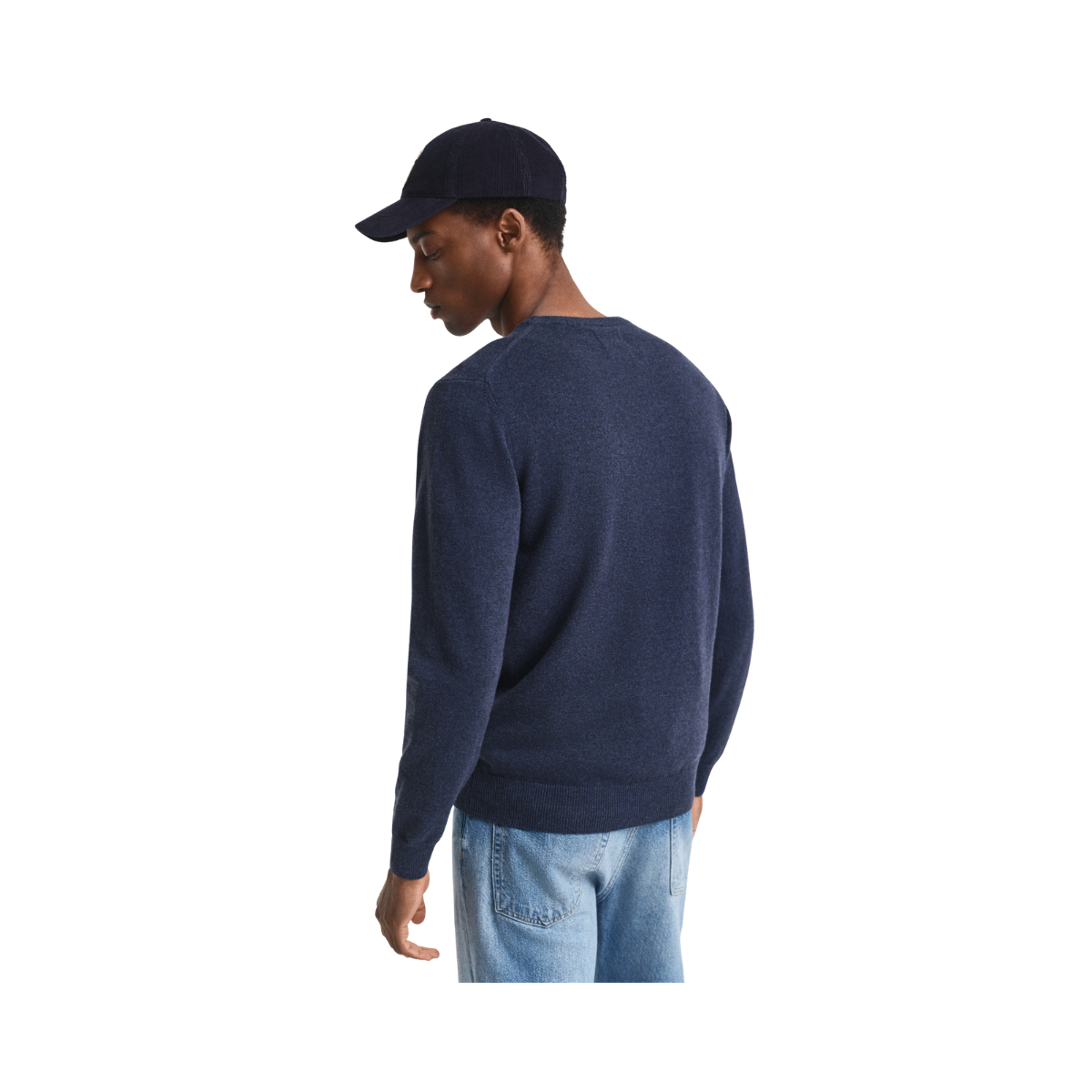 Superfine Lambswool C-Neck - Dark Navy Melange