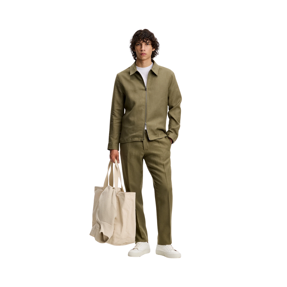 Julius Drape Linen Overshirt - Kalamata