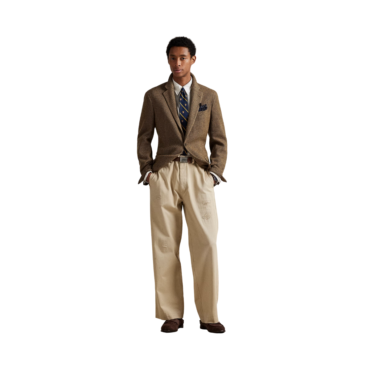 Custom Fit Striped Oxford Shirt - Coastal Beige/White