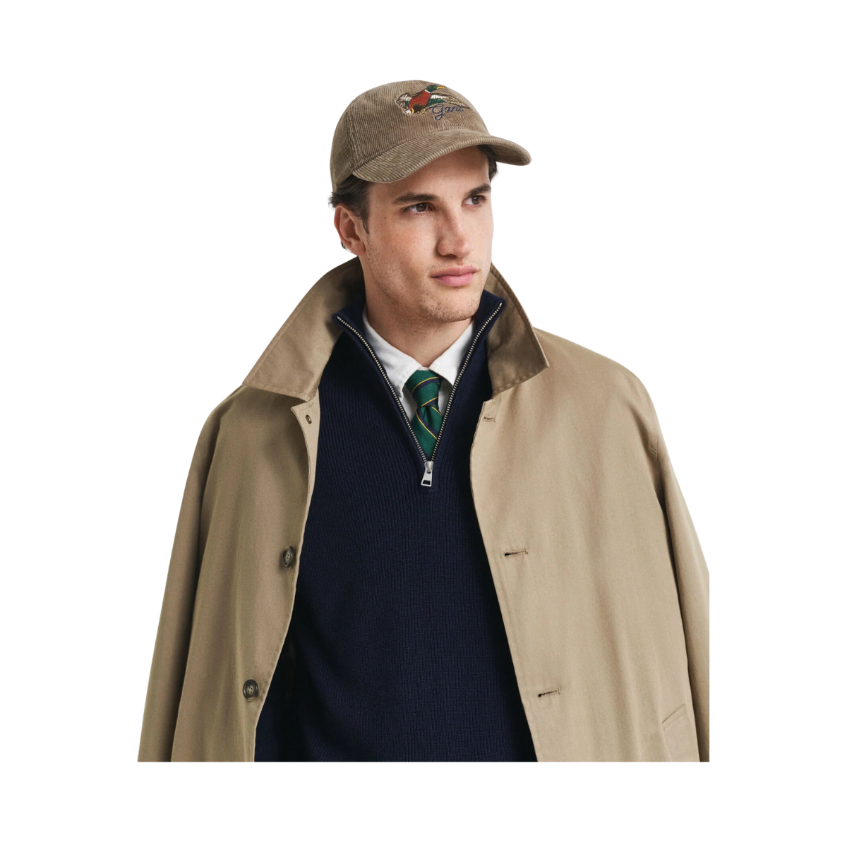 Graphic Embroidery Washed Cord Cap - Taupe Beige