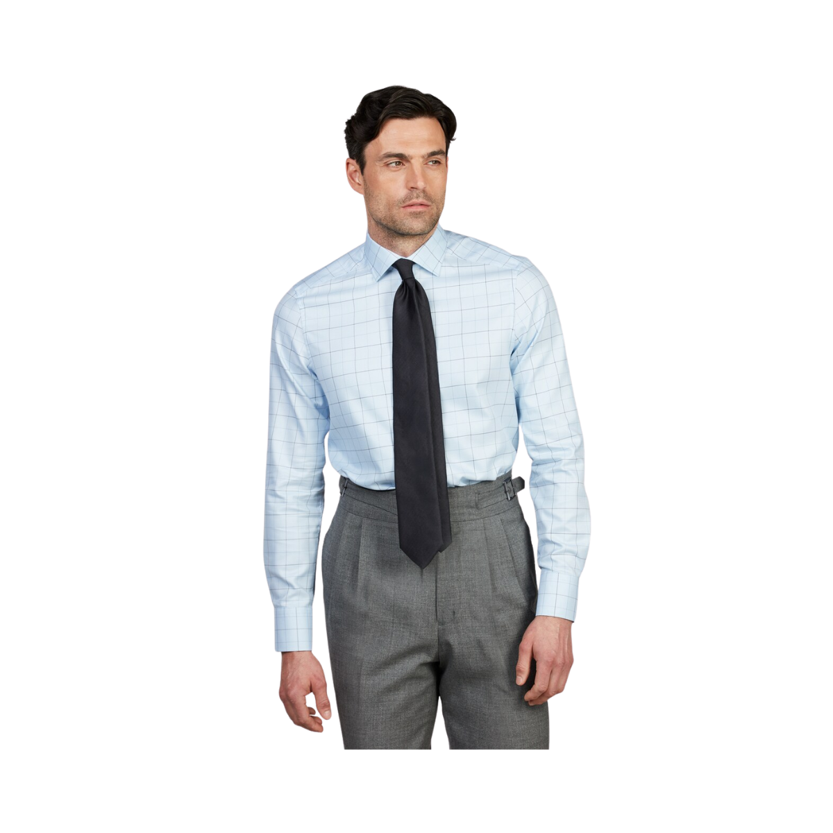Slimline C75 RM cuff - Light Blue Check