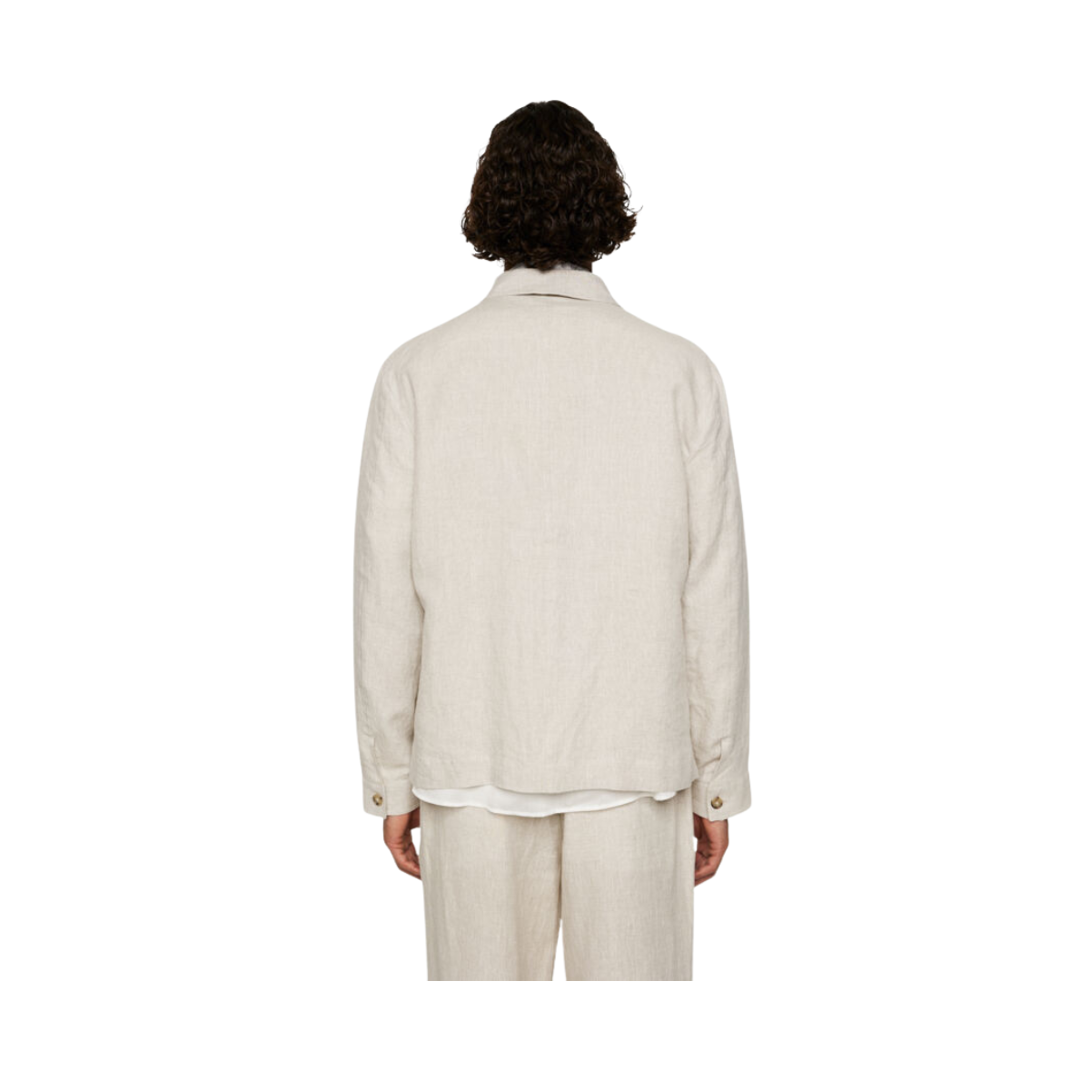 Julius Drape Linen Overshirt - Moonbeam