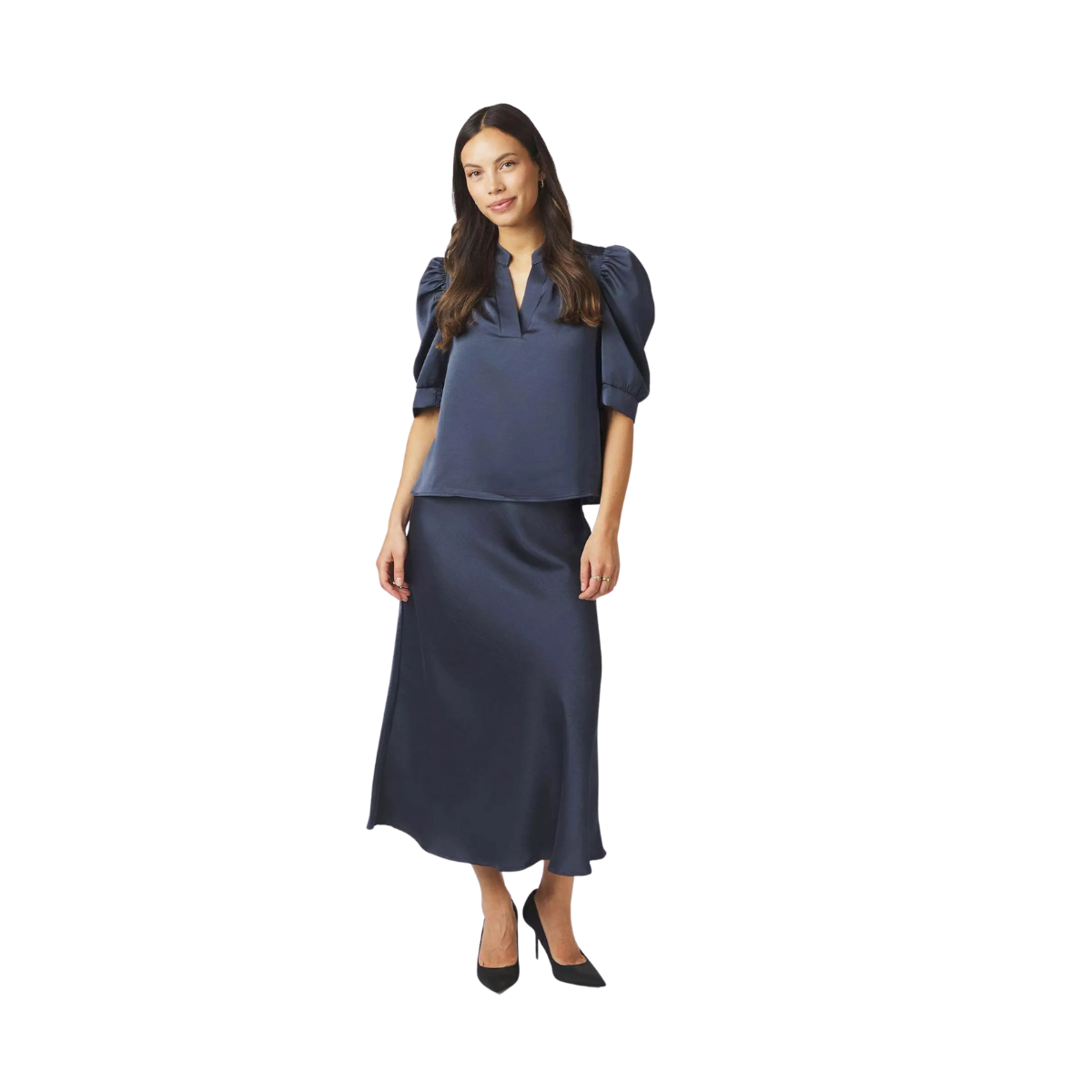 Roella Heavy Sateen Blouse - Midnight Blue