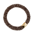 Fluffy Fat Hair Tie W/Gold - Warm Taupe