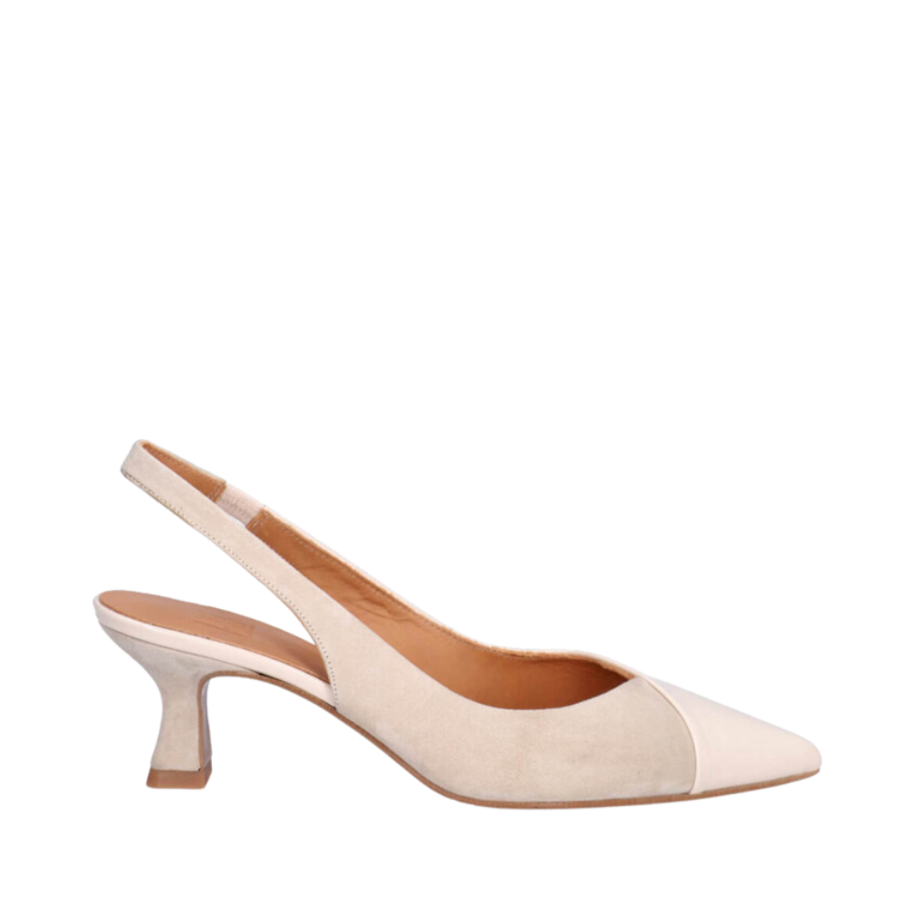 Patent/Suede Pumps - Beige