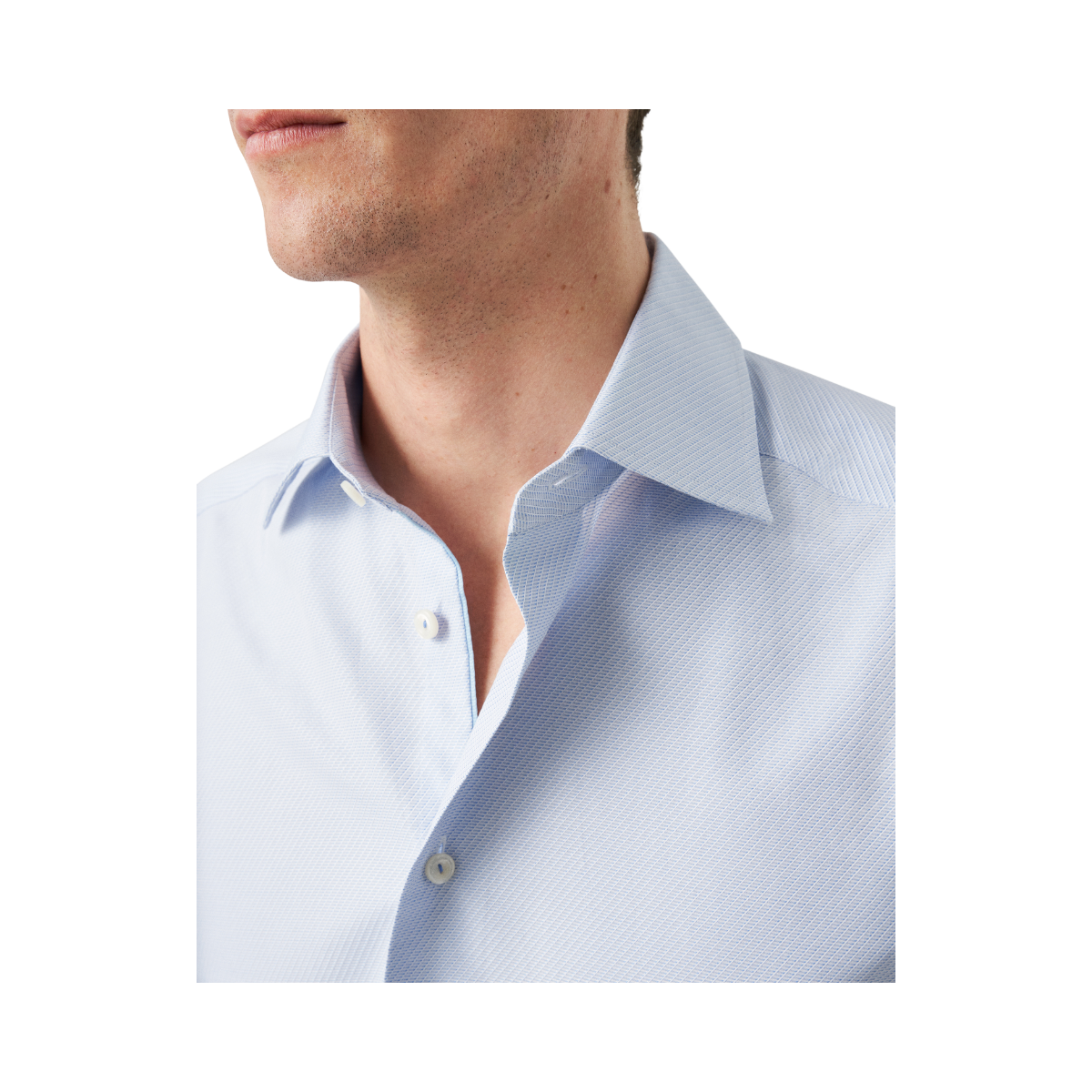 Semi Solid Signature Dobby Shirt - Blue