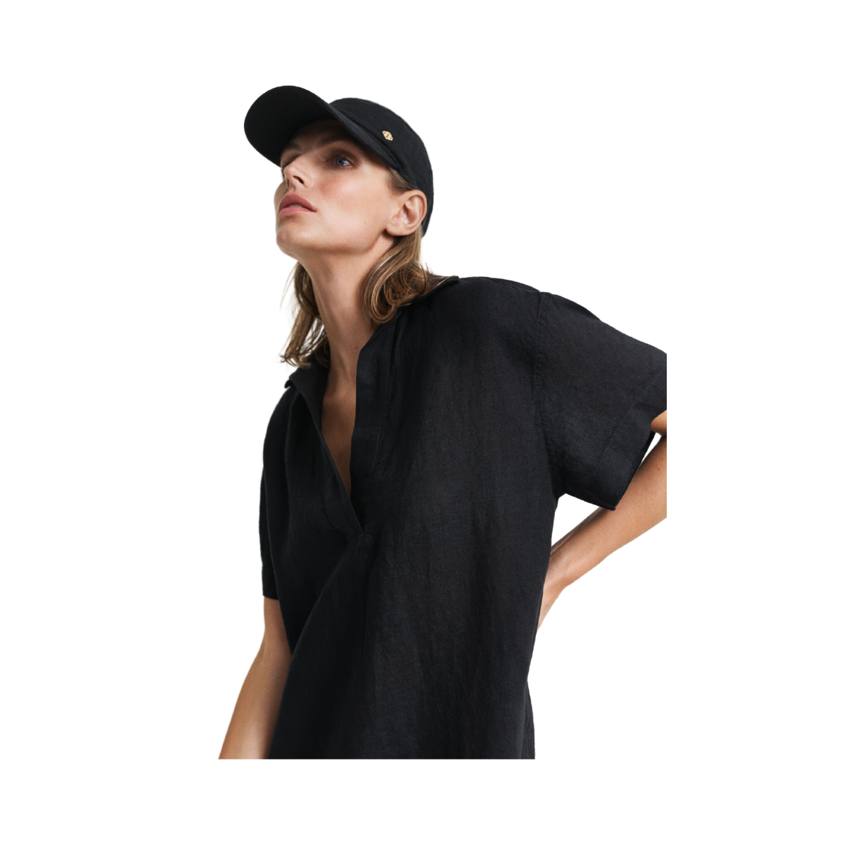 REL LINEN CAFTAN - Black
