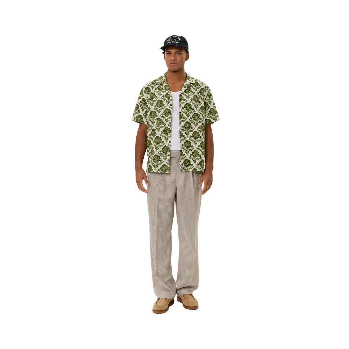 Lesley Flower Tile AOP SS Shirt - Vintage Green/Ivory