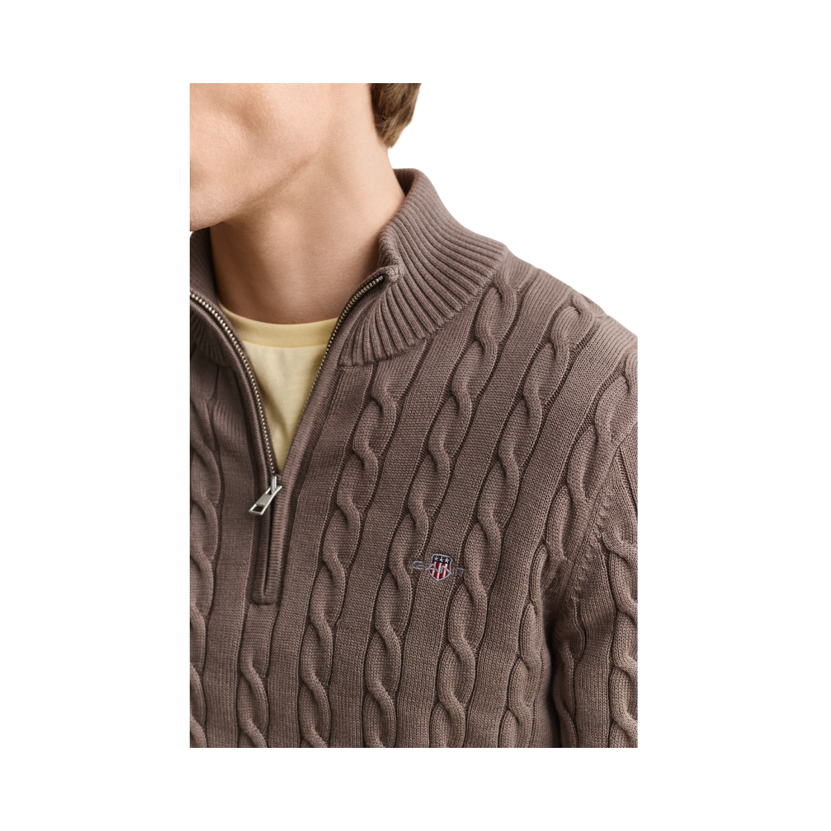 Cable Knit Half-Zip Sweater - Faded Taupe