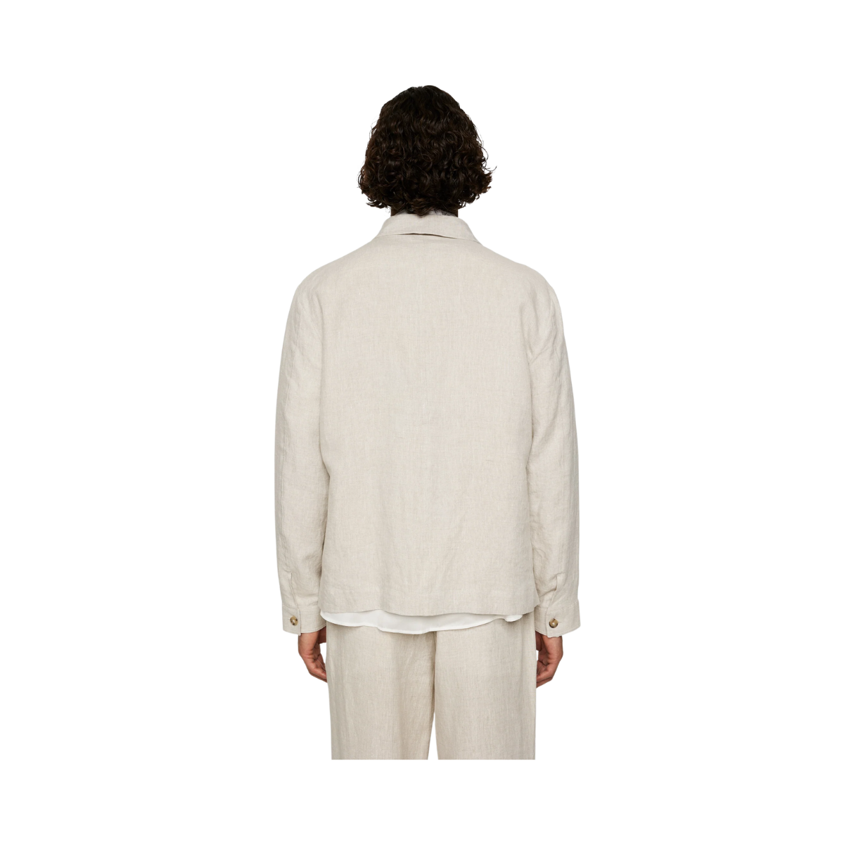 Julius Drape Linen Overshirt - Moonbeam