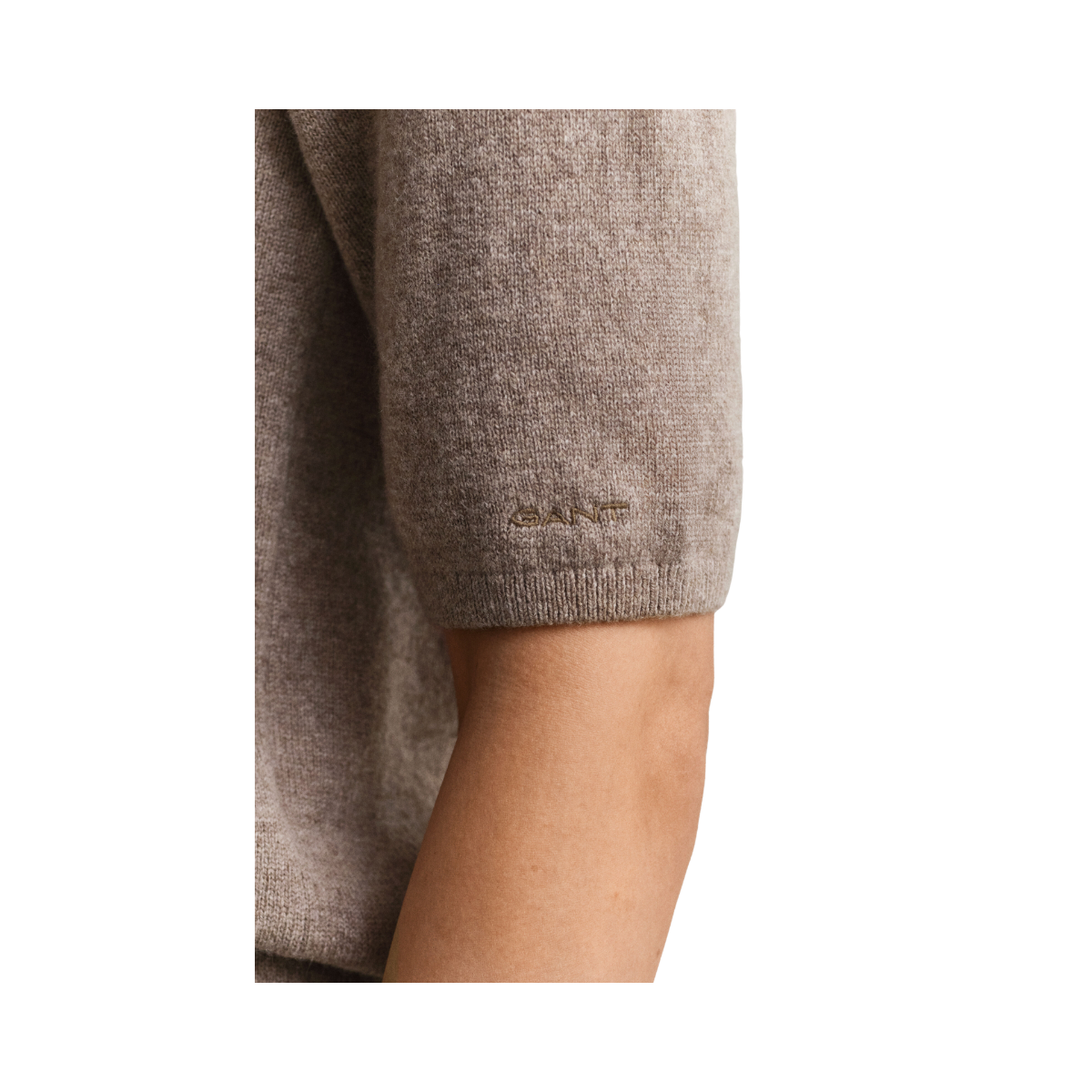 Cashmere Blend C-Neck Cardigan SS - Dk. Sand Melange