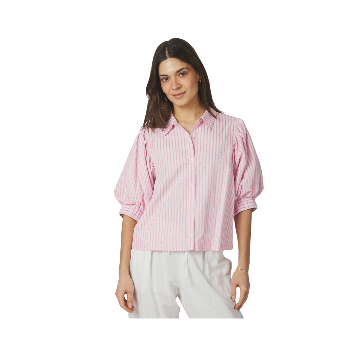 Etta Soft Stripe Stone Shirt - Light Pink