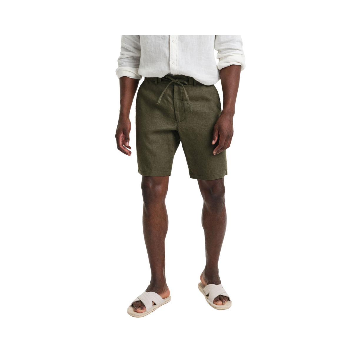 Relaxed Linen DS Shorts - Juniper Green