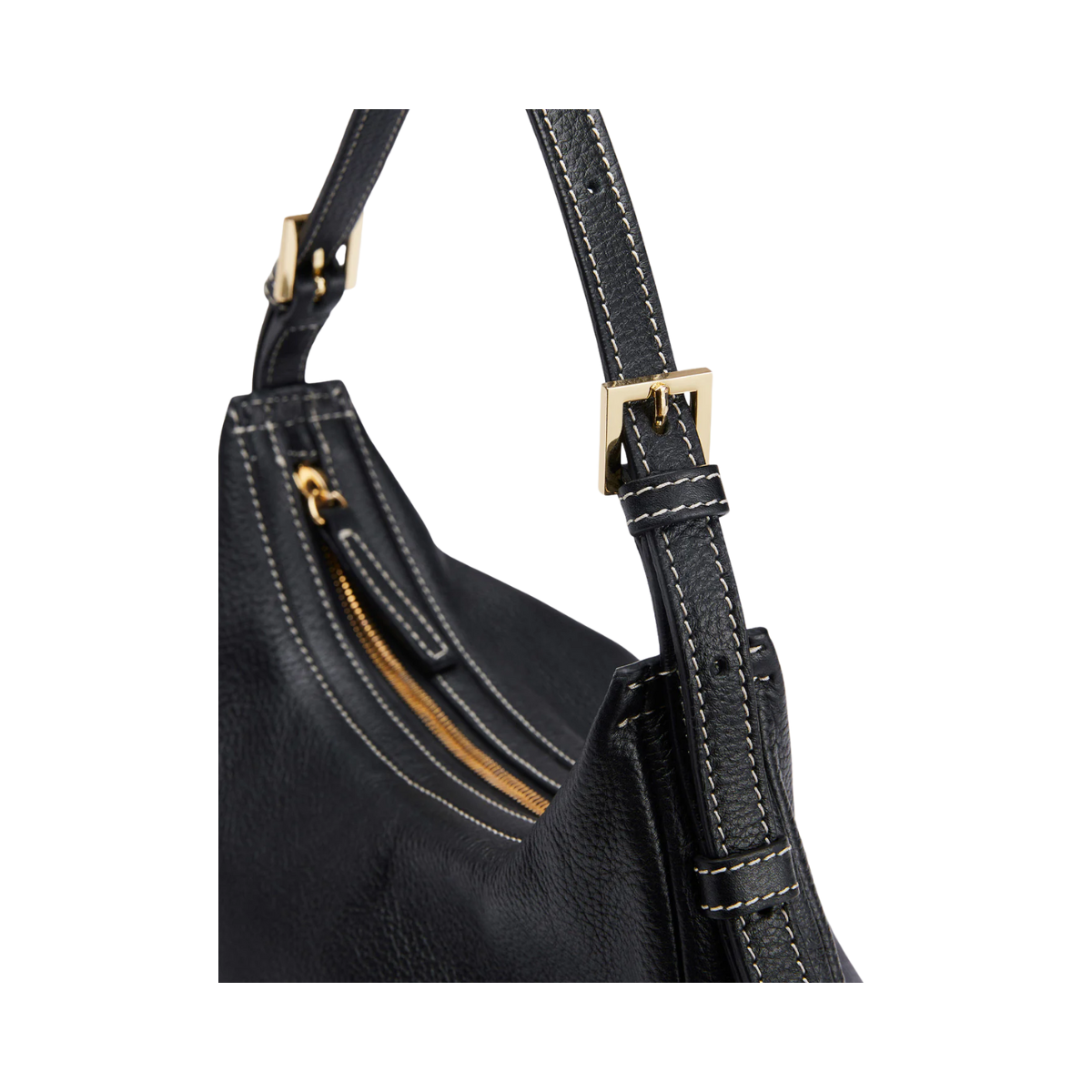 Liveri Leather Small Hobo Bag - Black