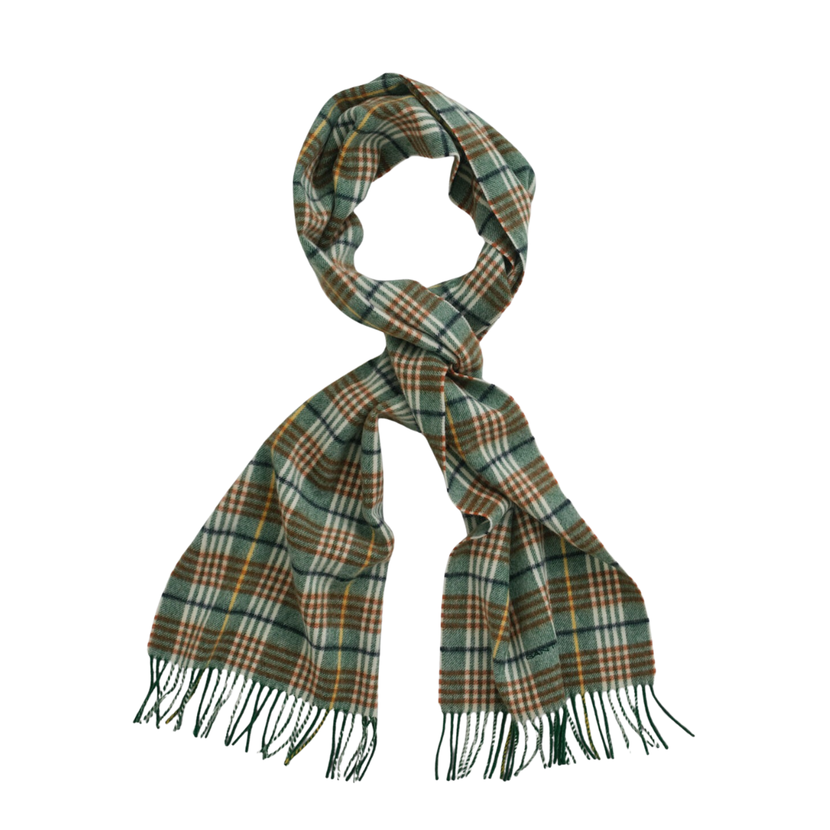 Wool Checked Scarf - 366 Grass Green