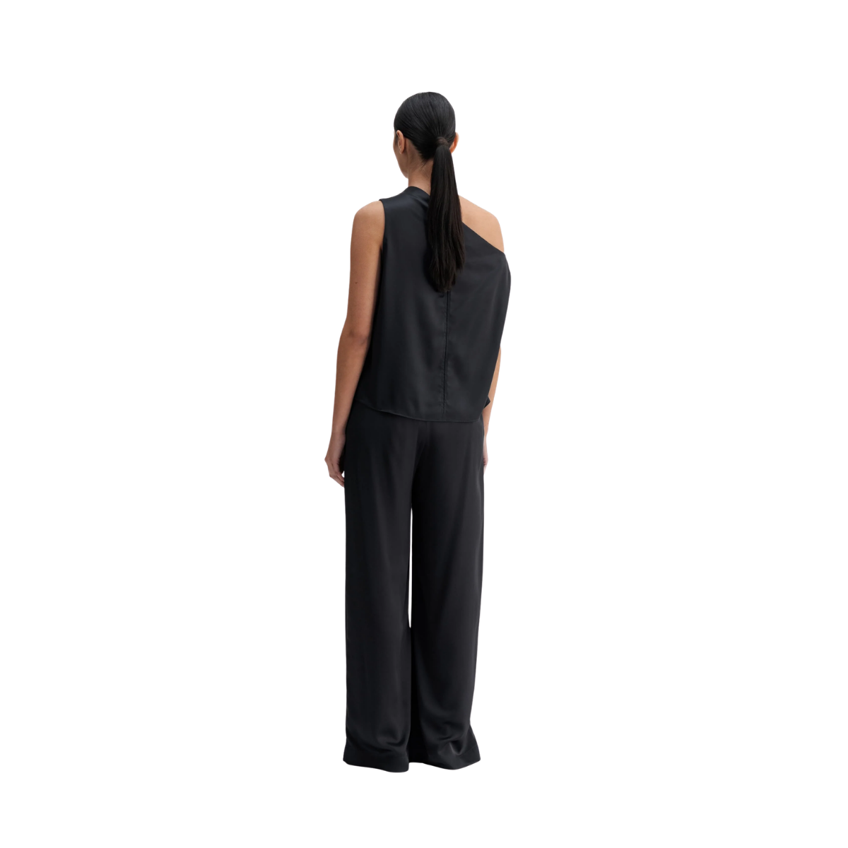 Mila Satin Trousers - Blue Grey