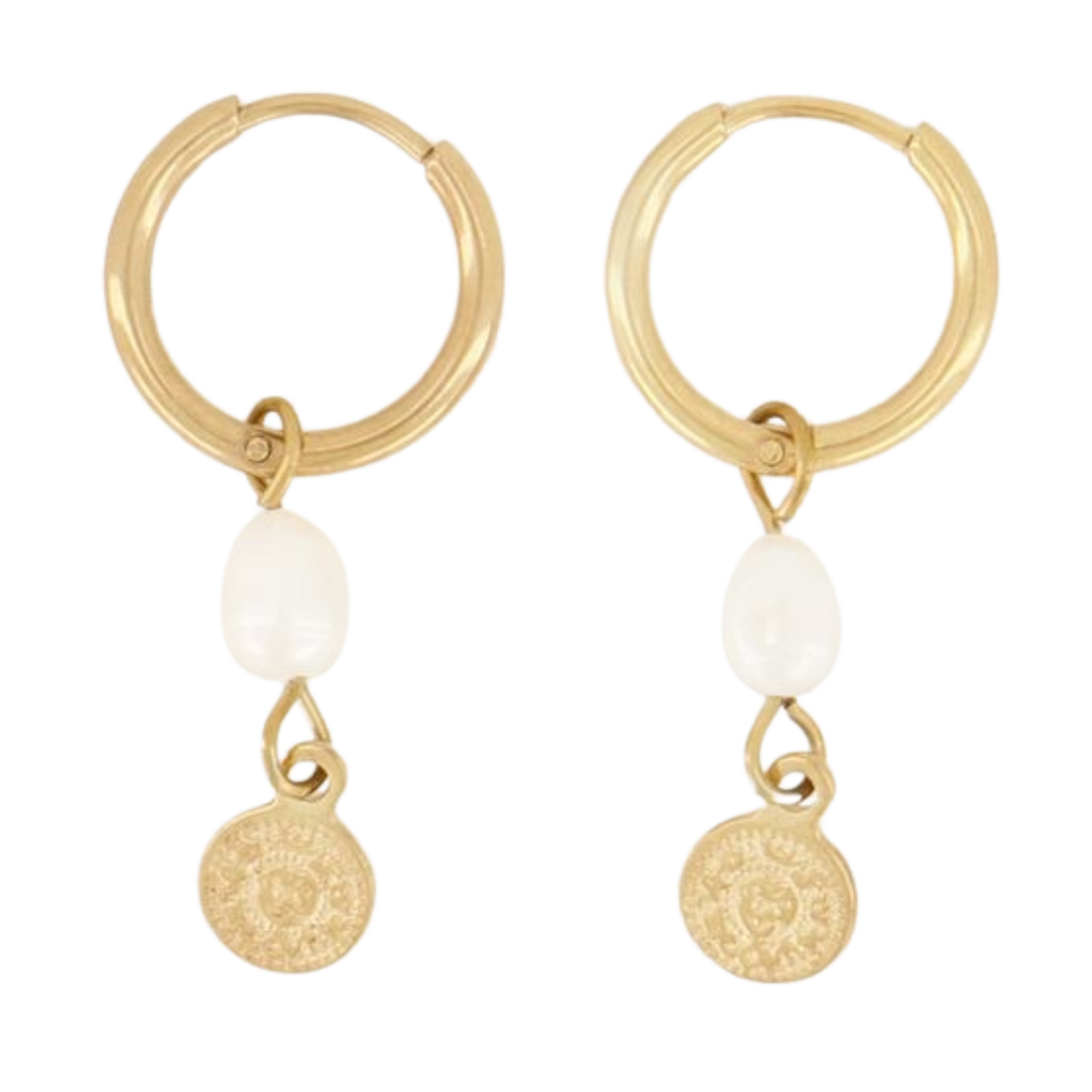 Oorringen Parel En Munt - 1200 Gold