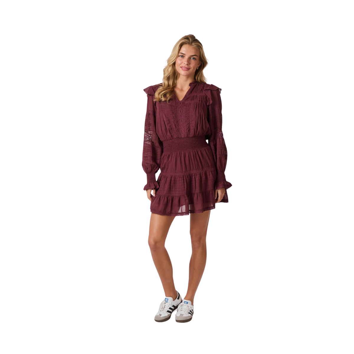 Aran S voile Dress - Burgundy