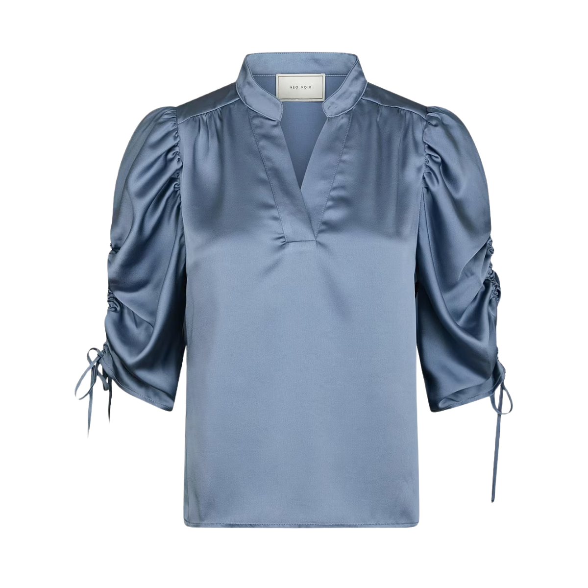 Alvira Drapy Satin Blouse - 142 Dusty Blue