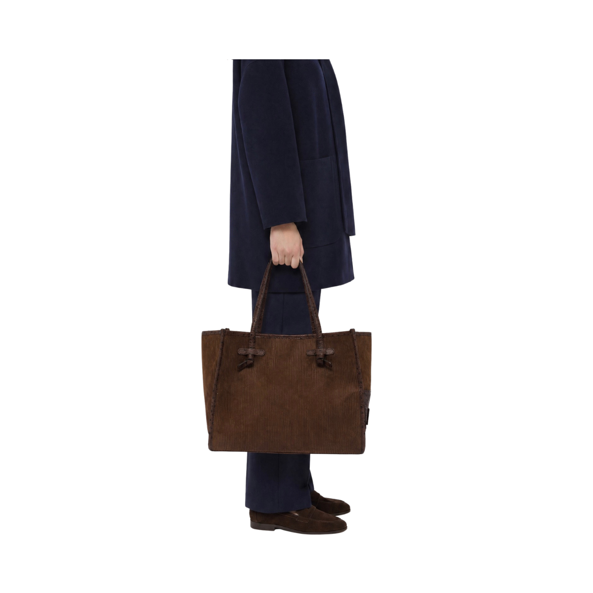 Marcella Suede Shopping Bag - Espresso