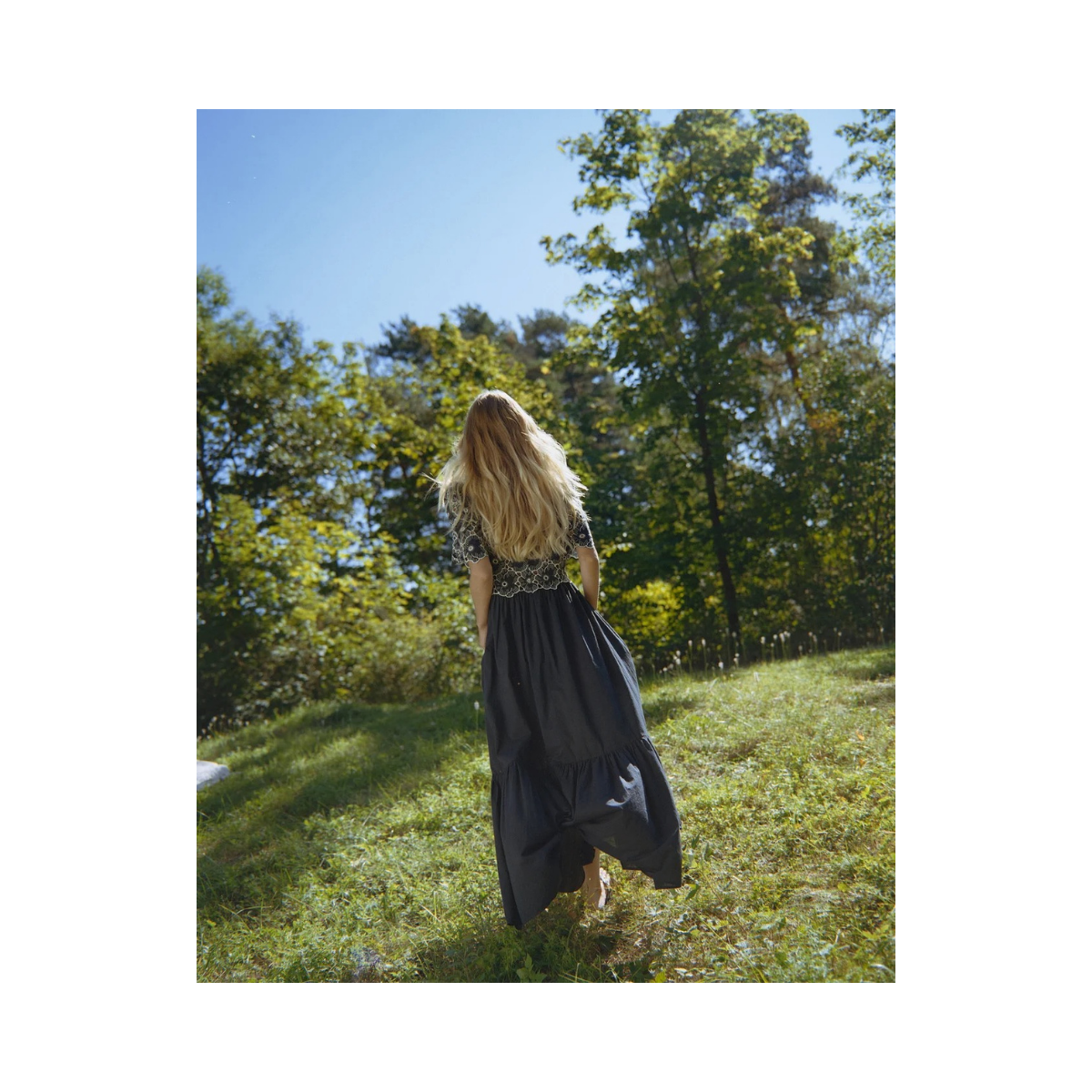 Broderie Angalise Maxi Dress - Marine