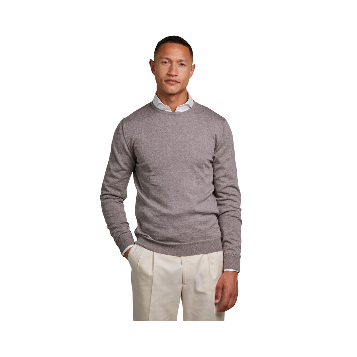Merino Extrafine Crew Neck - Light Brown