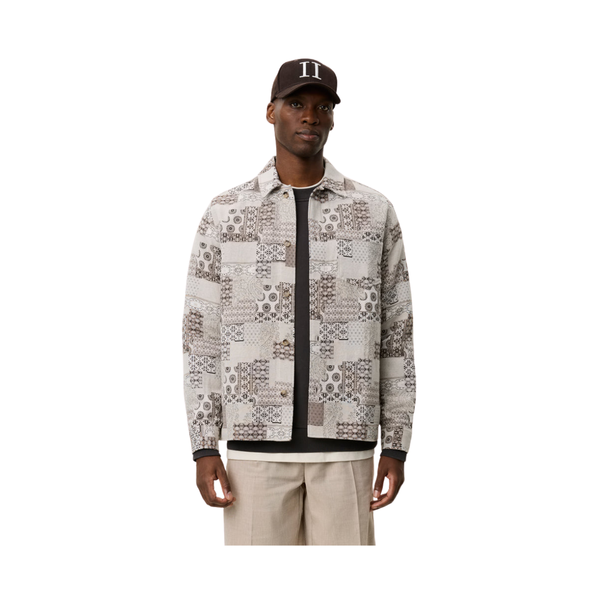 Layton Patchwork Jacquard Overshirt - Light Sand