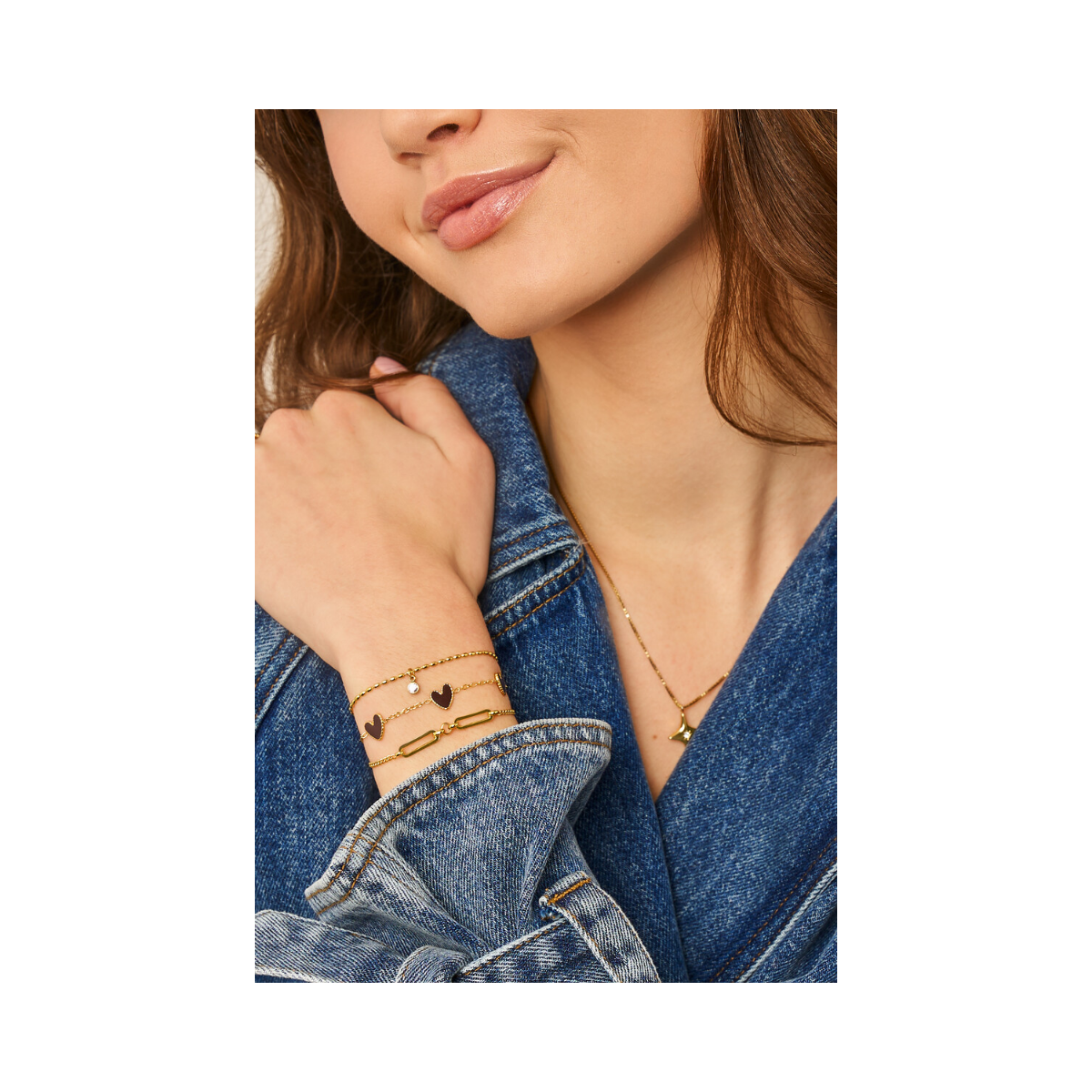 Bracelet with Brown Heart - Gold
