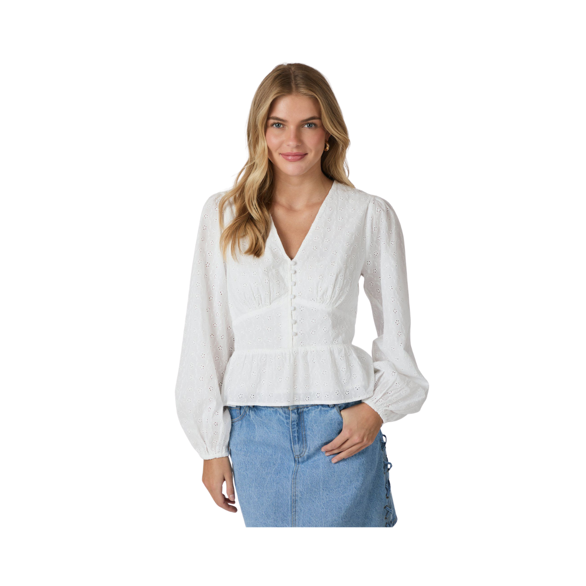 Neroni Embroidery Blouse - White