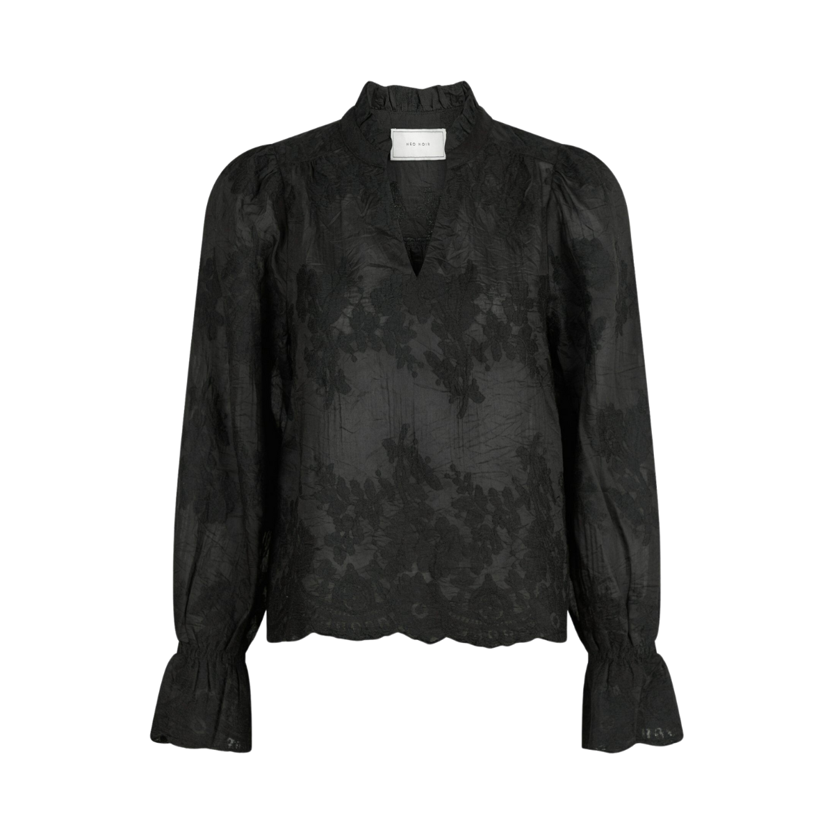 Amara Big Embroidery Blouse - Black