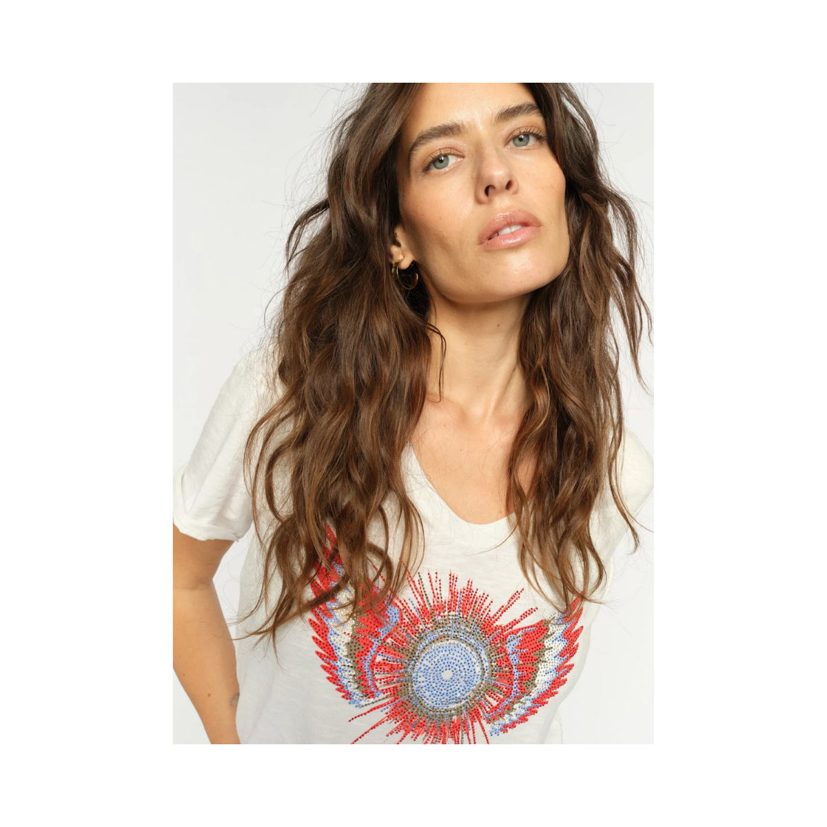 MMRomi Gethi O-SS Glam Tee - Ecru