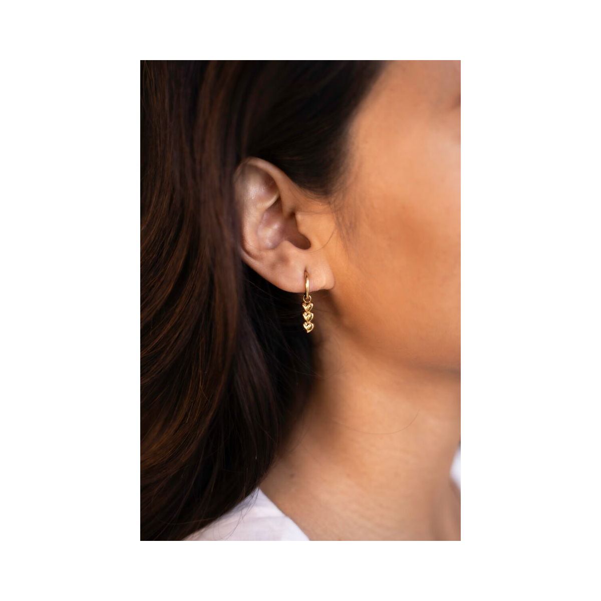 Earring Three Hearts - Gold