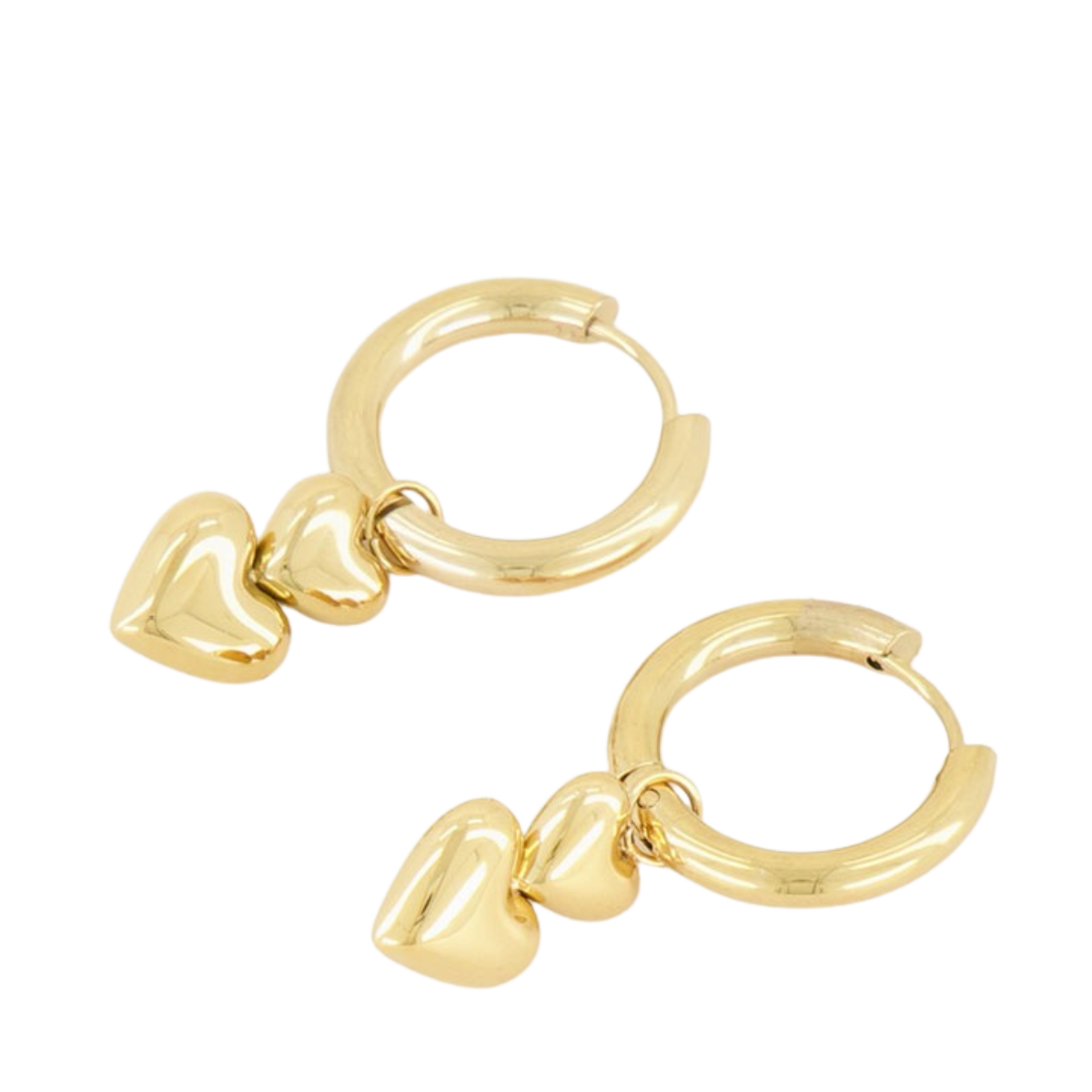 Oorringen dubbel hartje - 1200 Gold