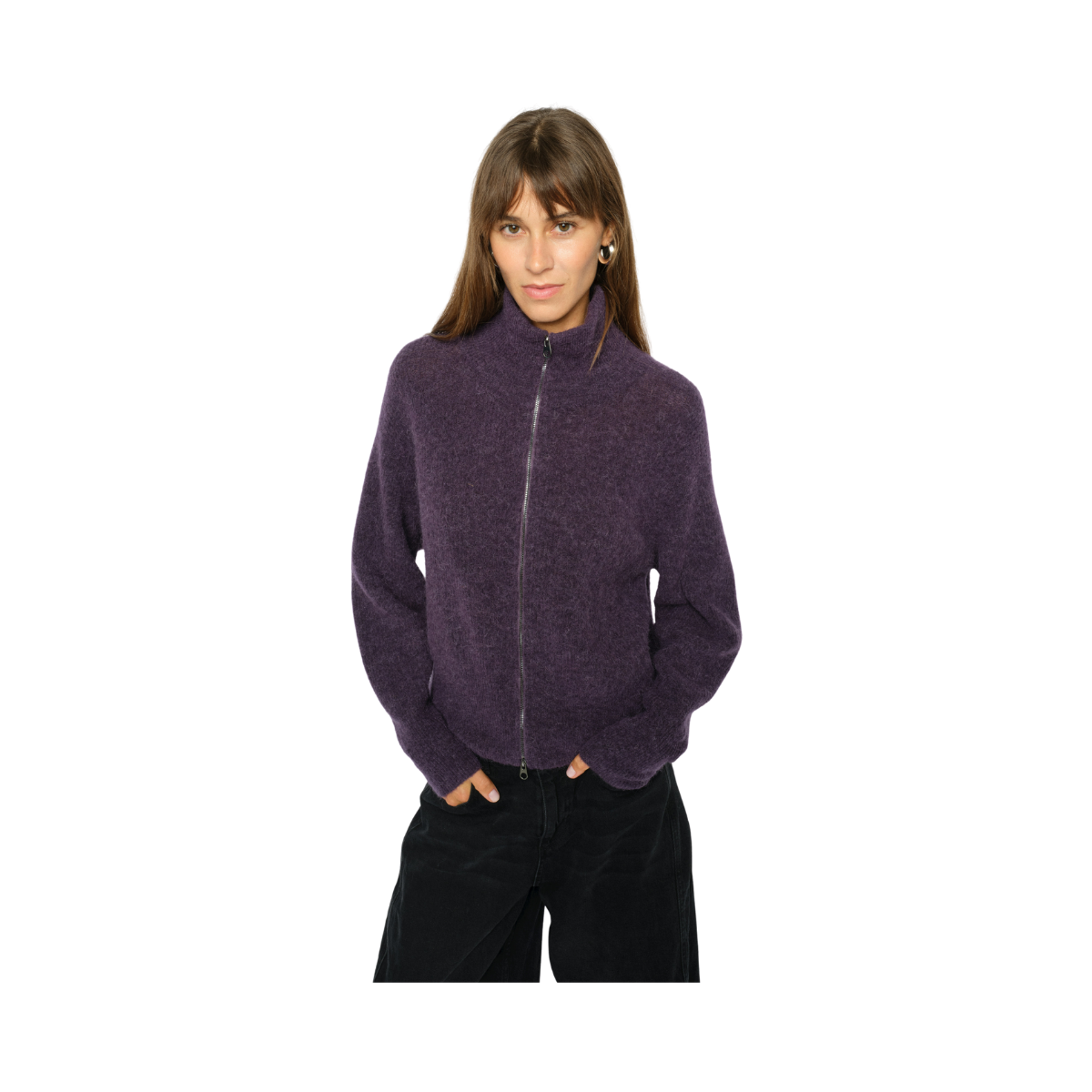 MMThora Knit Zip Cardigan - Sweet Grape