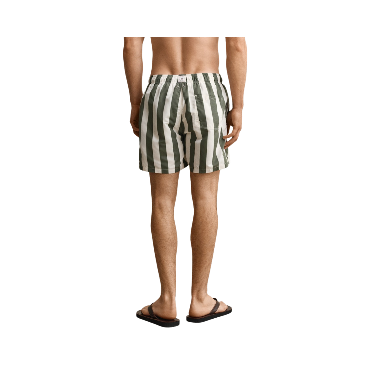 Block Striped Swim Shorts - 379 Dry Herb Green